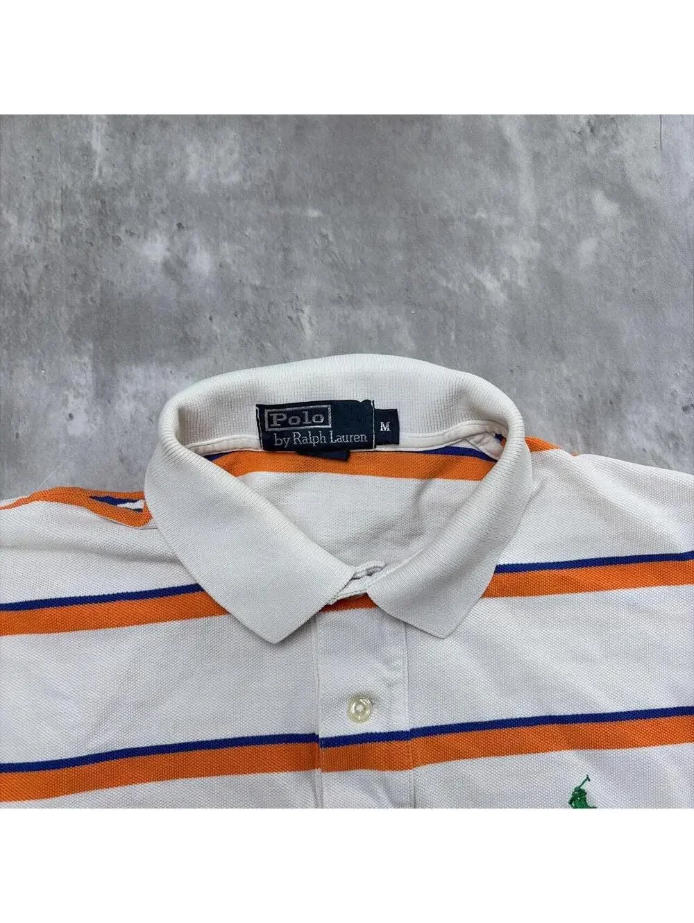 Vintage Polo Ralph Lauren Orange Striped Skater Polo Shirt